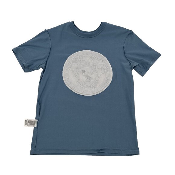 Steel Blue Embossed Medusa Logo T Shirt Mens large Versace Collection? - Picture 5 of 8